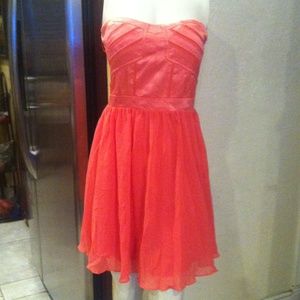 En Creme strapless chiffon dress